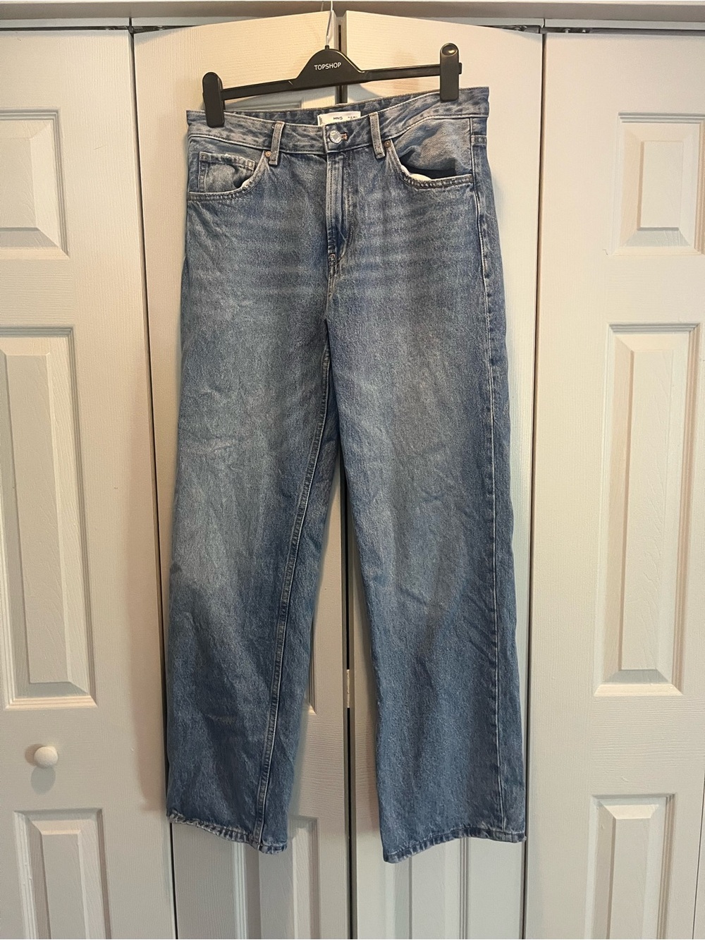 Mango Relaxed Straight Jeans in Light Blue Wash